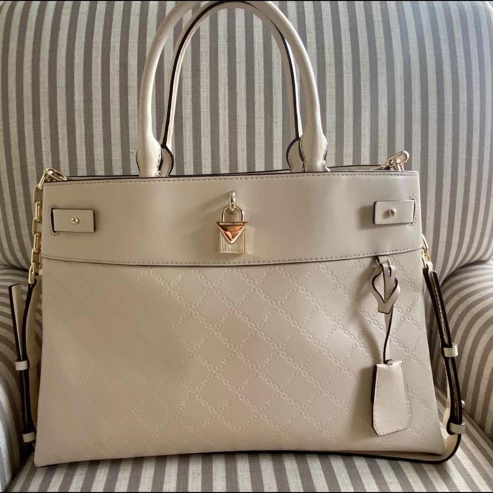 Michael Kors Grammercy Large Satchel - Light Cream